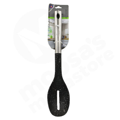 Spoon Slotted 33.5Cm Nylon Stainless Handle Dotted