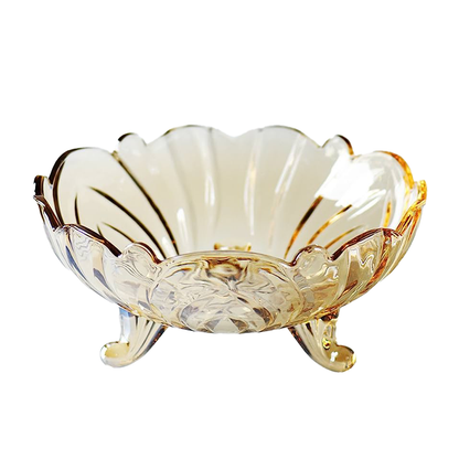 Fruit Bowl 23X9.5Cm Glass Clear Embossed Footed