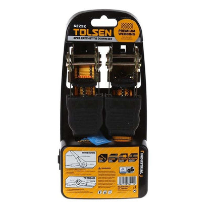 Ratchet Tie Down 2Pc 25Mmx5M 225Kg Tolsen