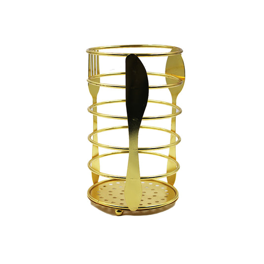 Cutlery Holder 16X10Cm Round Gold Metal