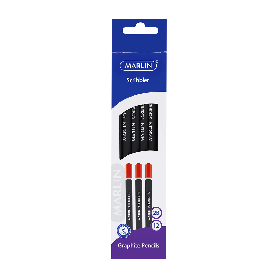 Marlin Pencils 12Pc Graphite Black/Silver