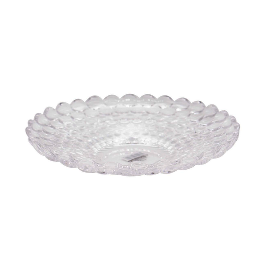 Fruit Plate 23Cm Clear Embossed Footed Astra Blue