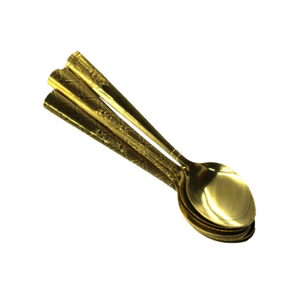 Tea Spoon 12Pc Gold Embossed 145G