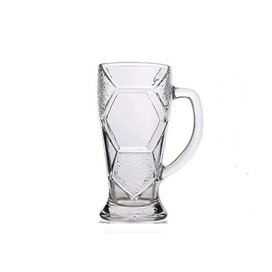 Beer Mug 18X9Cm Clear Embossed Soccer