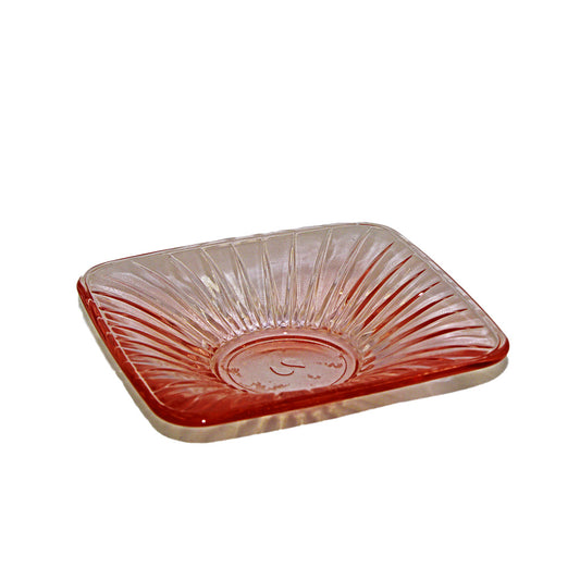 Tea Plate 10Cm Square Embossed  Tinted Pink