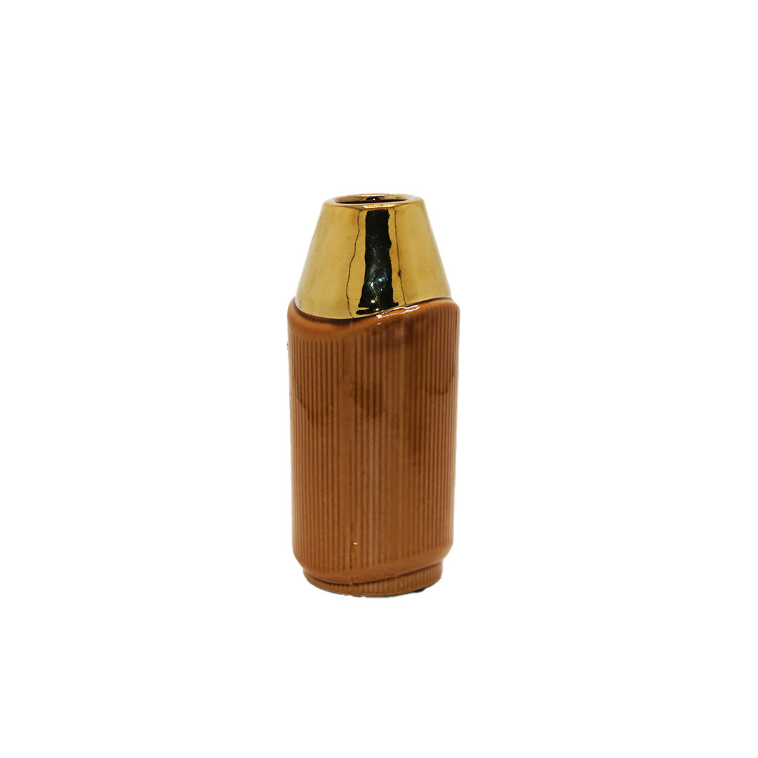 Vase Porc 18X4Cm Gold/Brown