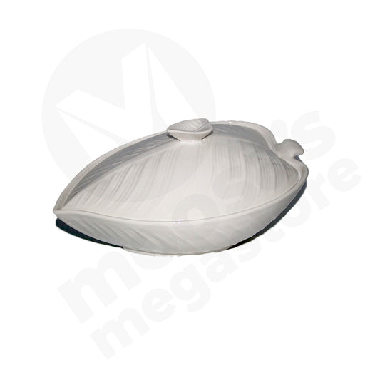 Soup Toureen 30X21Cmcm White Embossed Leaf Shape