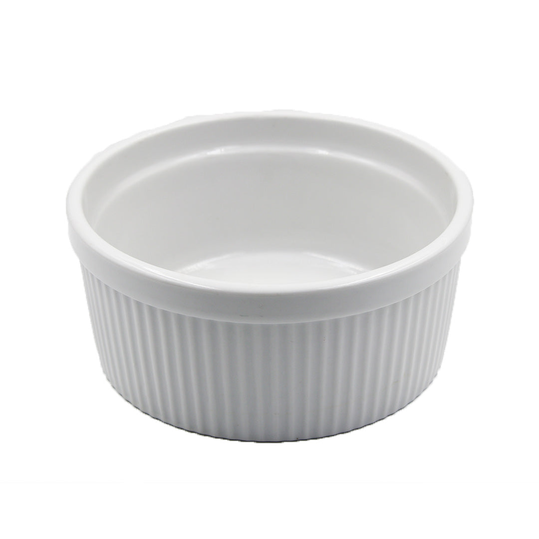 Ceramic Glass Bowl 20X19Cm White Ribbed