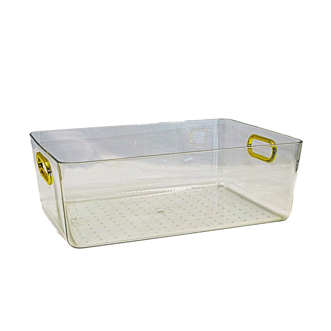 Storage Container 29X20X10Cm Clear Gold Handle