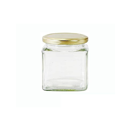 Jar Honey 10X7Cm Square Gold Lid