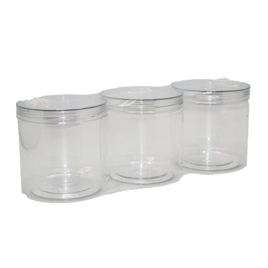 Storage Jar 3Pc 10X10Cm 628Ml Clear Plastic