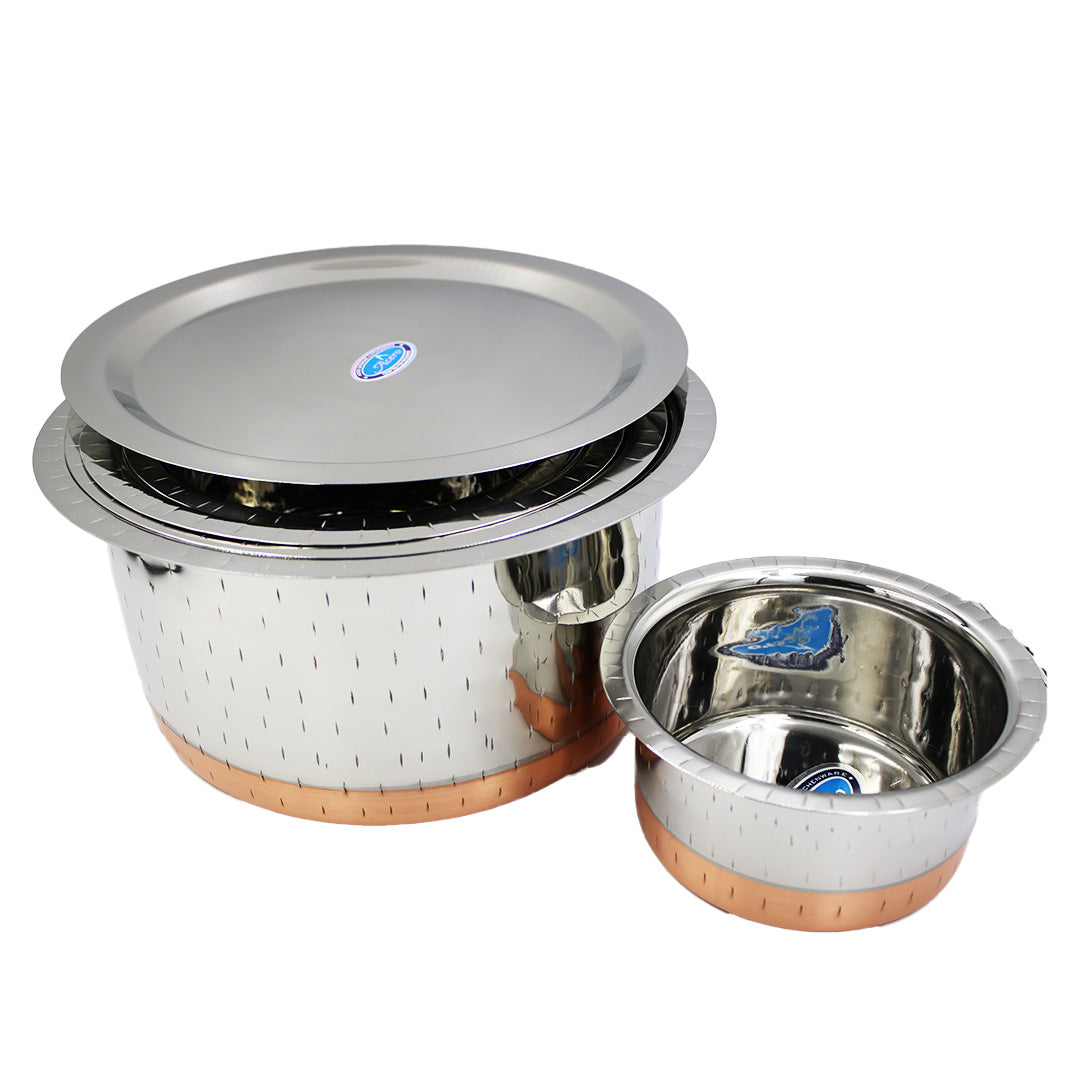 Pot Set 10Pc Deep Dott Stainless Steel Copper Base