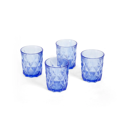 Tumbler 4Pc Whiskey Embossed Tinted 10X8.5Cm