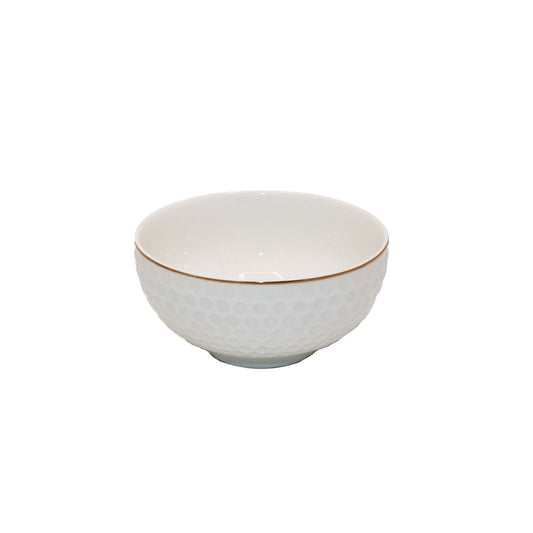 Bowl 11.5X5.5Cm White  Embossed  Dotted Gold Rim