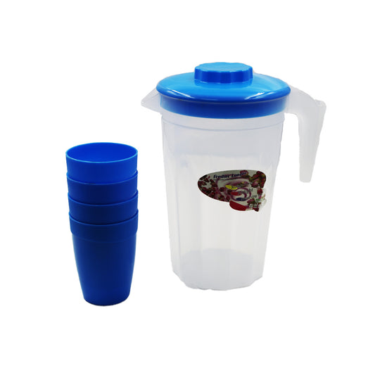 Jug & 4Tumblers  20X16Cm Plastic