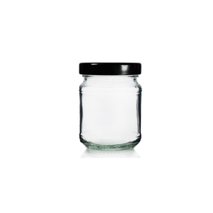 Jar Glass 8X7Cm Round 195Ml Black Lid