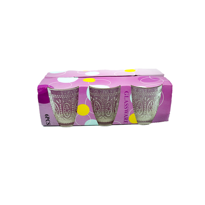 Tumbler 6Pc 9.5X8Cm Tinted Embossed Wind Box