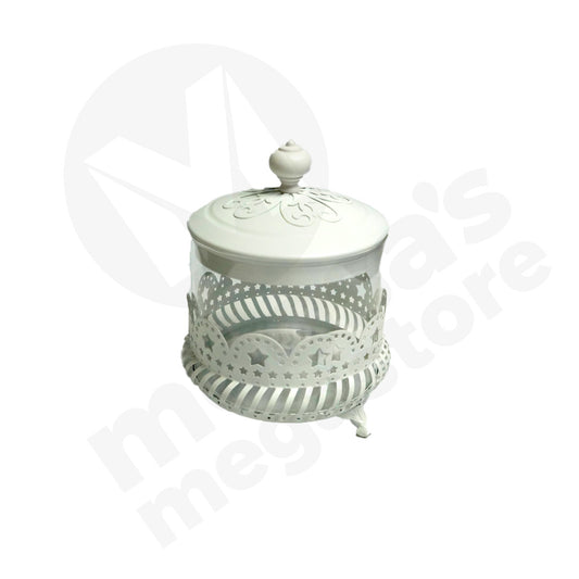 Candy Jar 14X14Cm With Metal Base & Lid