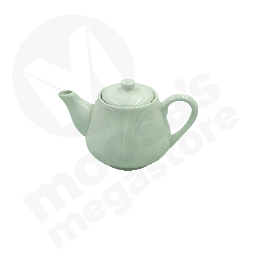 Tea Pot 12X6.5Cm Round White Embossed