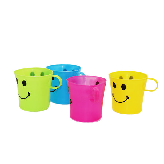 Mug 4Pc 8X8Cm Smiley Face In Net Plastic