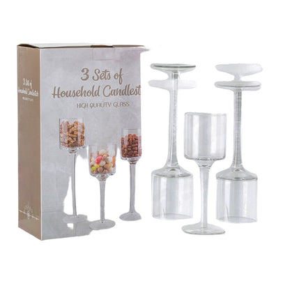 Candy Stand 3Pc 25/30/35Cm Clear Glass