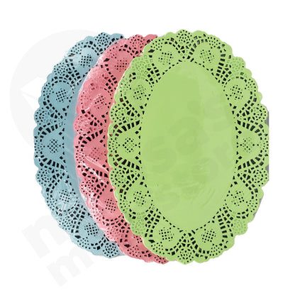 Doilies Paper 100Pc 31.5X21Cm Oval Assorted Colour