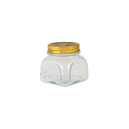 Jar Glass 8.5X7Cm 300Ml Square Gold Lid Homemade