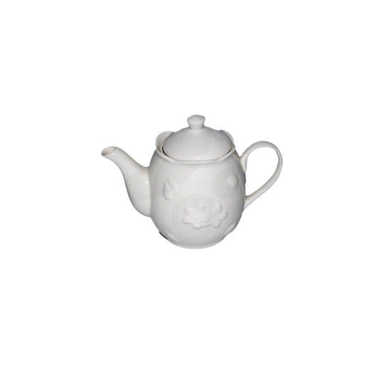 Tea Pot 11X6Cm White Embossed